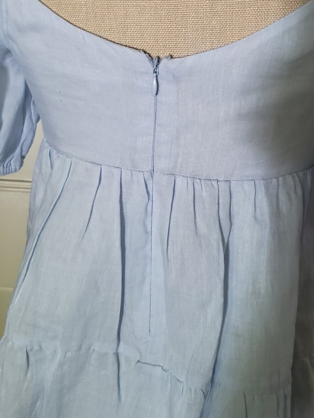 NIA light blue puff sleeve babydoll mini dress - Picture 6 of 9